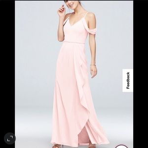 David’s Bridal Off-the-Shoulder Bridesmaid Dress with Cascade Petal